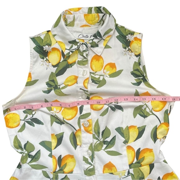 Chetta B 1950s Inspired Lemon Print Button Down Dress sz 6 - Picture 9 of 13